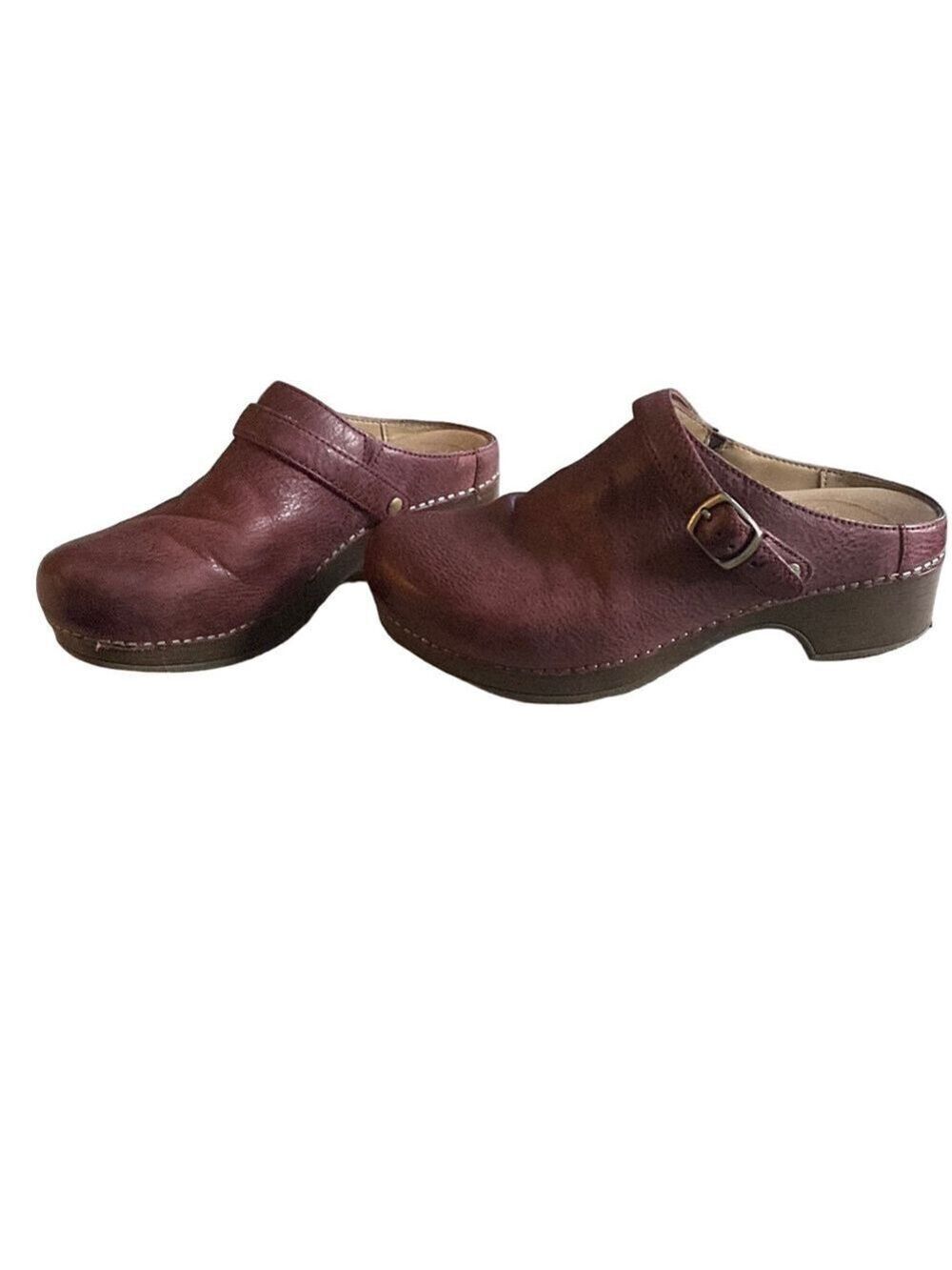 Dansko Ruby Burgundy Leather Clogs Size 36 Comfort Slip-On Shoes